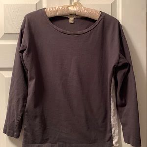 J Crew Gray Top with Pinstripe White Back, XS